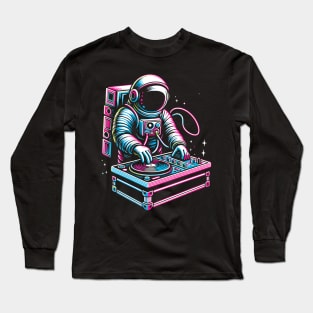 Retro Astronaut DJ Funny Astronaut Long Sleeve T-Shirt